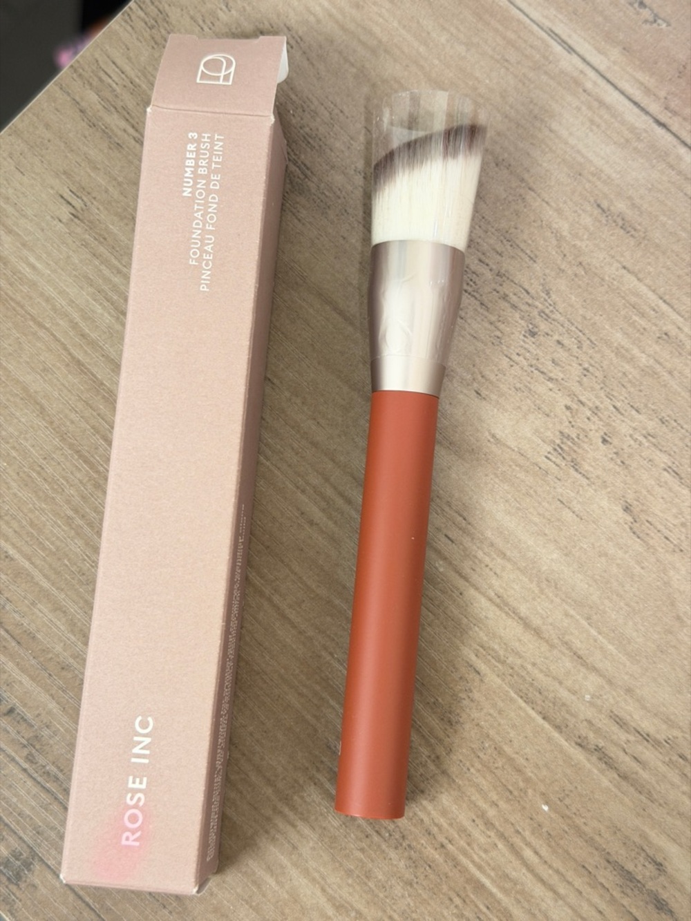 Rose Inc Foundation Brush in Terracotta Handle with Cream Bristles